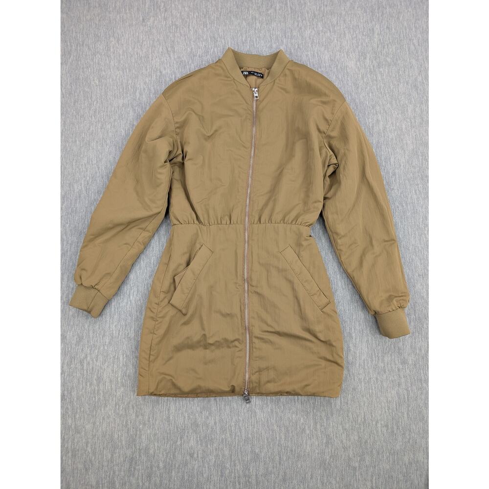 Zara Dress Womens Small Bomber Longline Full Zip Pockets Lightweight Casual